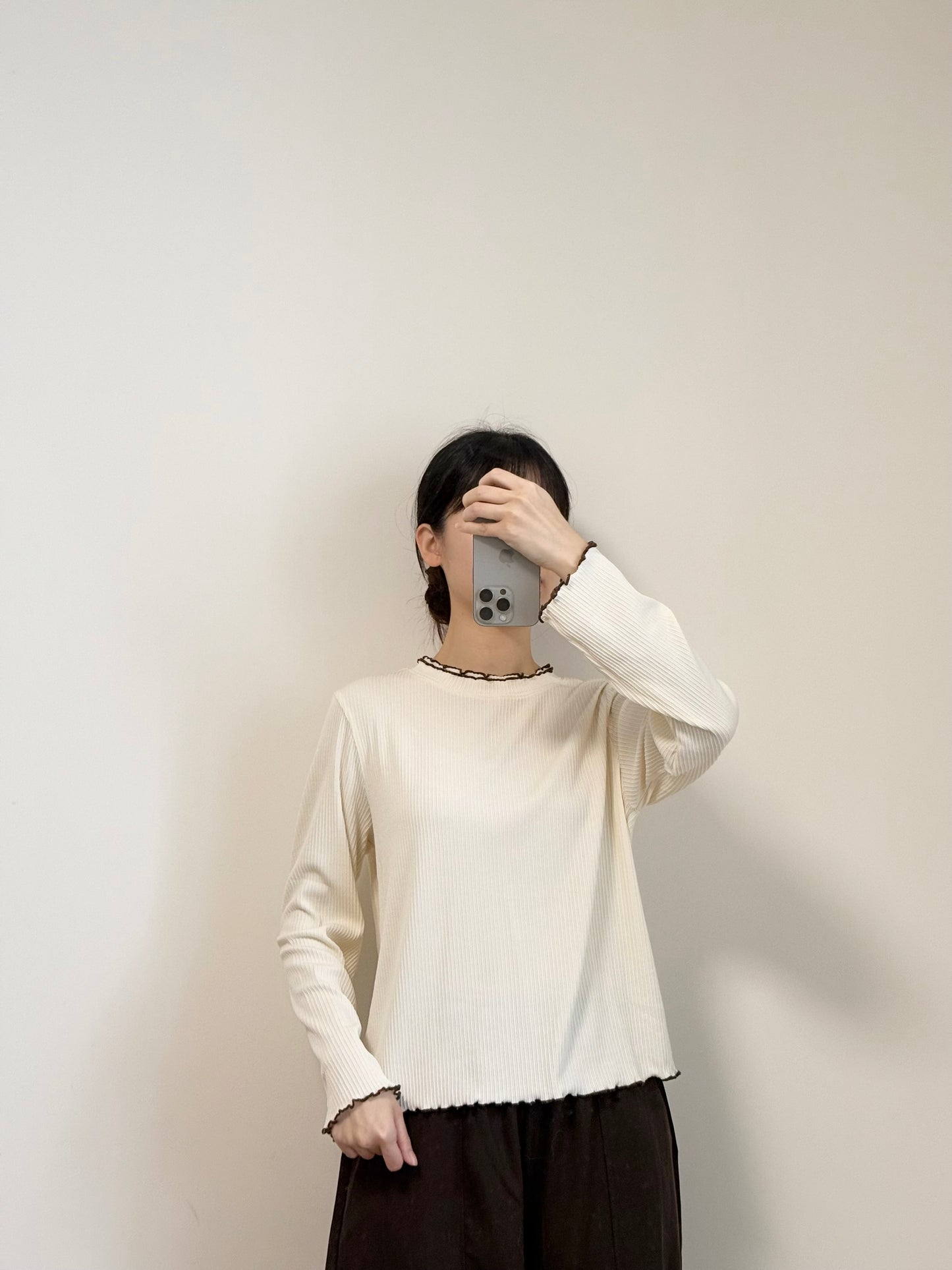 雙層領長袖打底 #8587