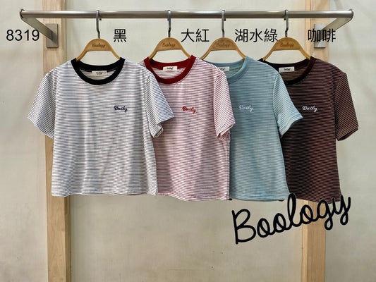 條子刺繡CROPPED TEE | B8319